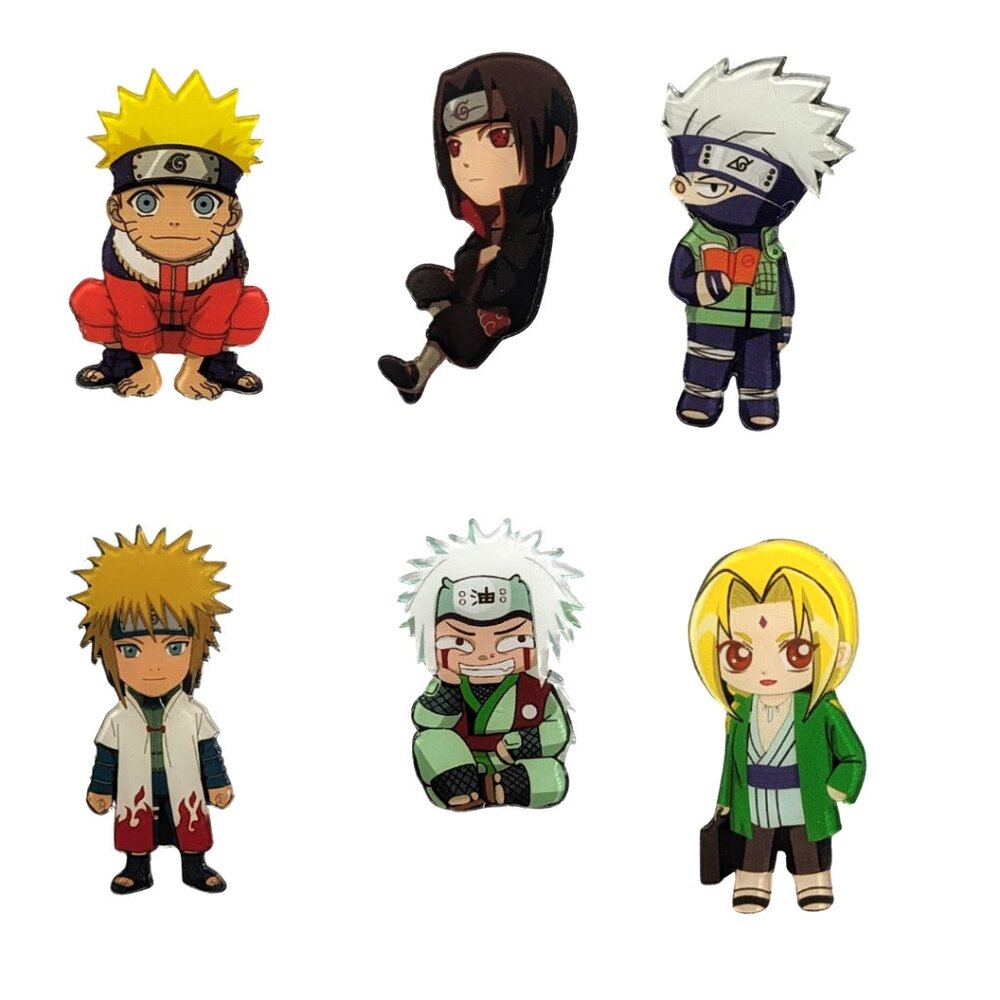 Naruto Anime Acrylic Pins Set of 6 NEW